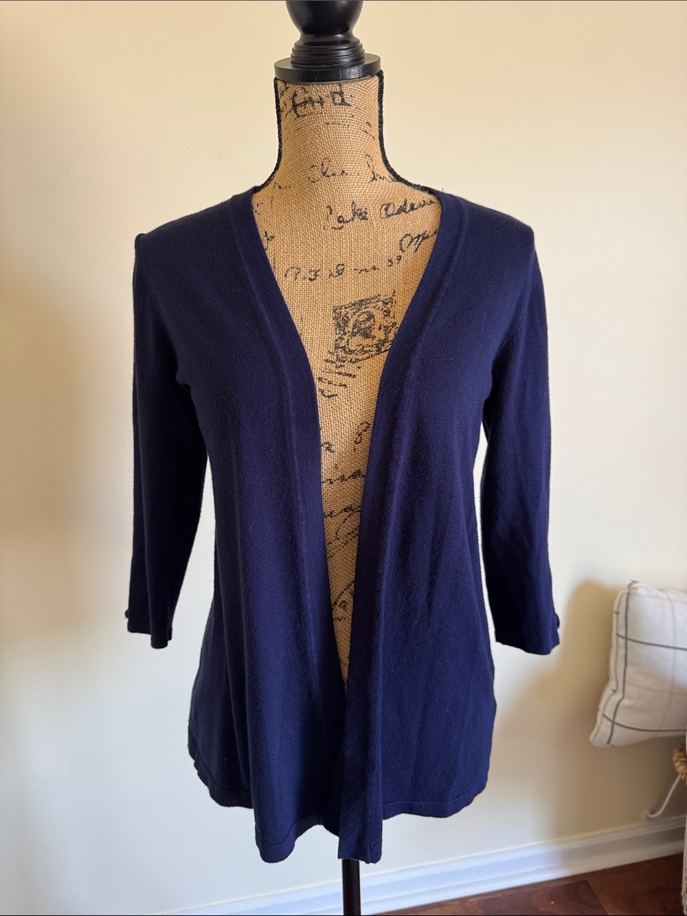 Classic Open-Front Navy Cardigan Sweater